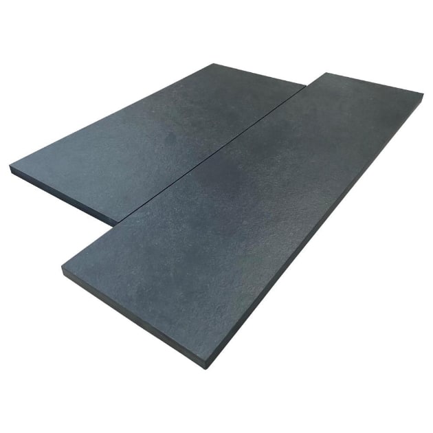 Dark slate hearth slabs used for the Selby stove installation