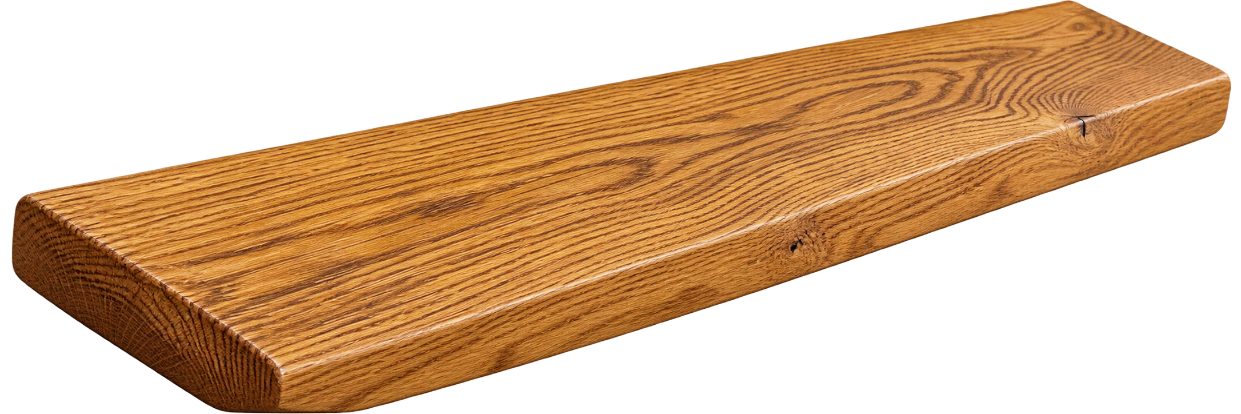 Natural oak fascia beam in a medium oak finish used above the Selby stove chamber
