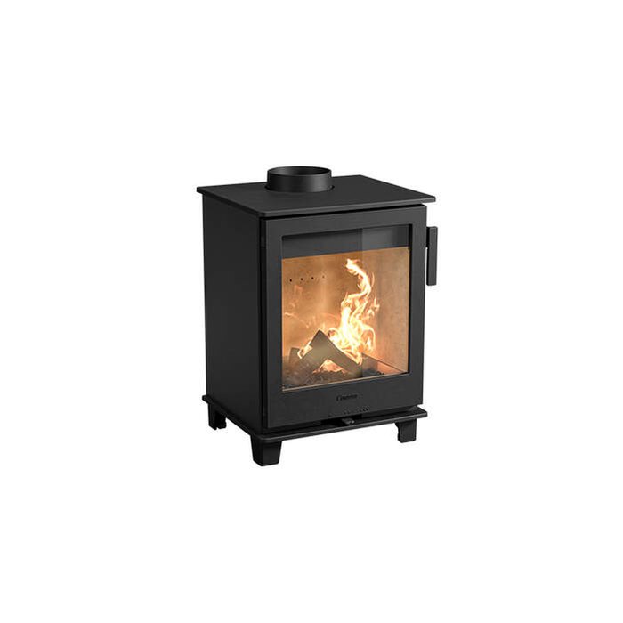 The Contura 110 wood burning stove shown with the Midland Art Deco fireplace