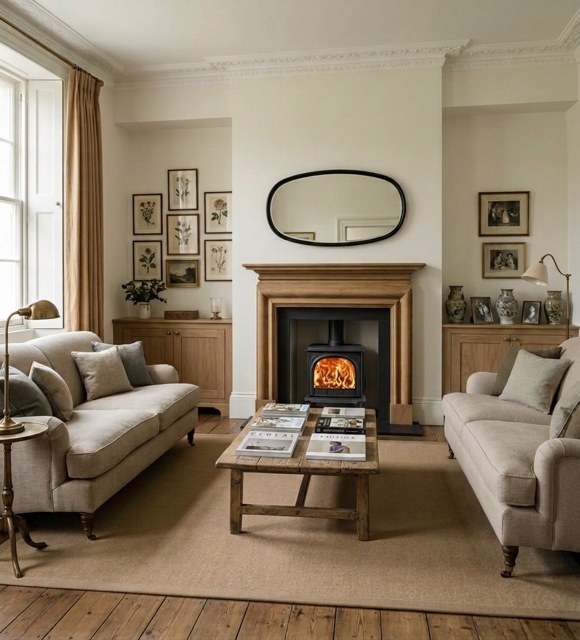 The Welbourne in waxed oak timber fireplace surround