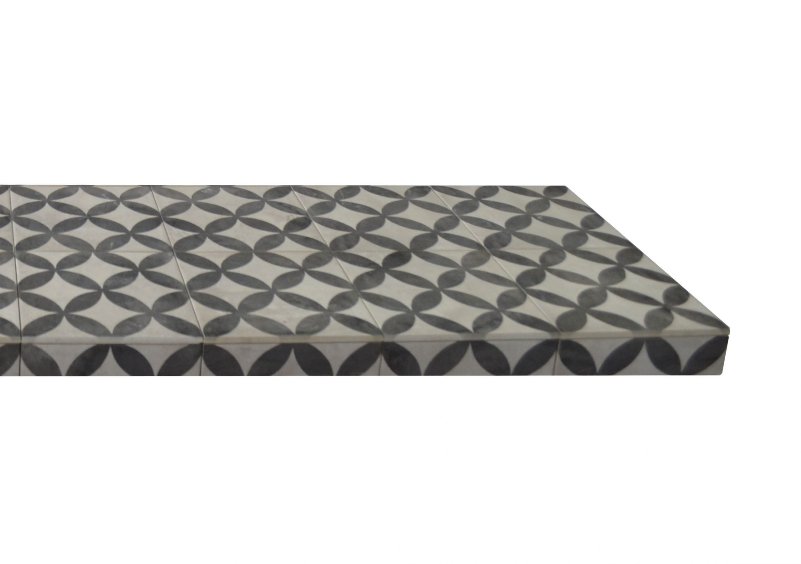 Harrogate mosaic tiled hearth with an elegant geometric mosaic pattern