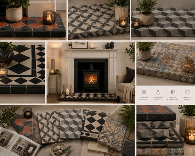 A tiled hearth