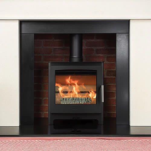 Heta Ambition 5 wood burning stove in a room setting
