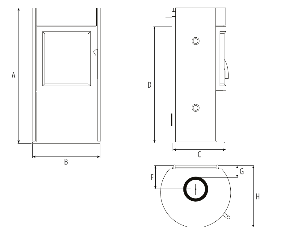 Fire FX Atlas 1 Wood Burning Stove dimensions