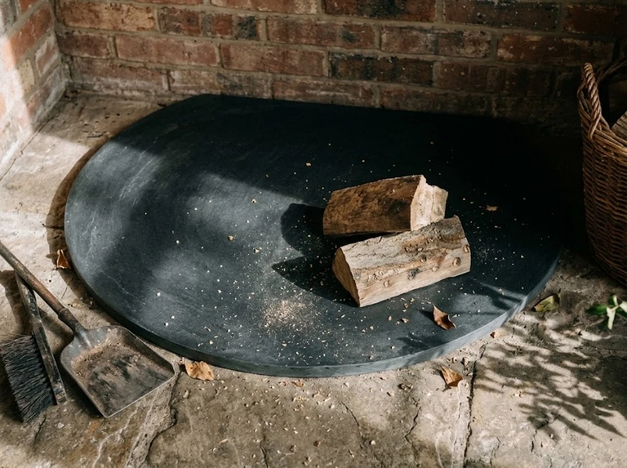 Flat wall hearth with curved profile