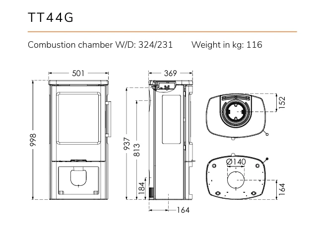 TT44G technical dimensions